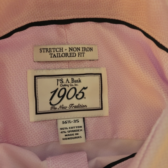 Jos. A Banks Tailored Fit Long Sleeve Shirt 16 1/2 x 35 Pale Pink - Picture 4 of 10